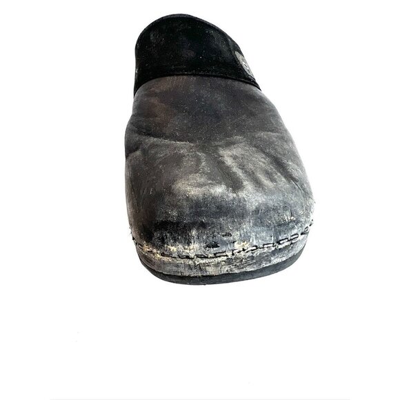 Chanel Wood Clogs Suede Black Size 37 - Picture 3 of 9